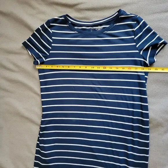 ST JOHNS BAY Shirt Dress Women Medium Blue White Striped Slip On Pockets Slit - Picture 4 of 12